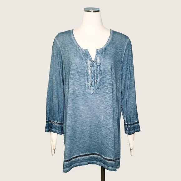 Style & Co. Tops - Style&co. Mock Denim Drawstring Shirt